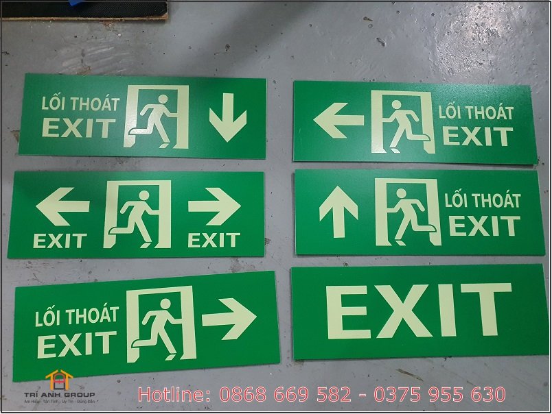 biển exit thoát hiểm dạ quang