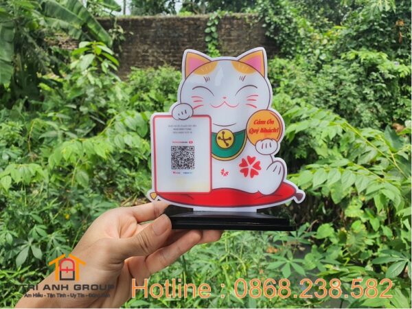 Mèo thần tài QR in 2 mặt